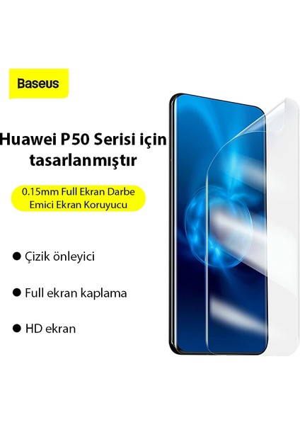Baseus Huawei P50 0.15MM Full Darbe Emici Ekran Koruyucu 2 Adet SET-(5775) - MCT7348-8153
