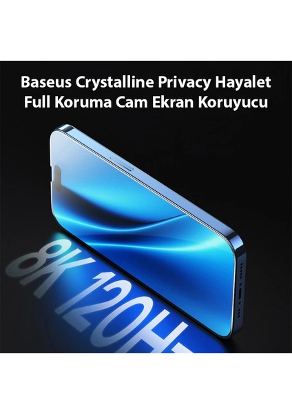 Baseus Crystalline iPhone 15 Pro Max Privacy Hayalet Full Koruma Cam Ekran Koruyucu- - MCT6386-9666