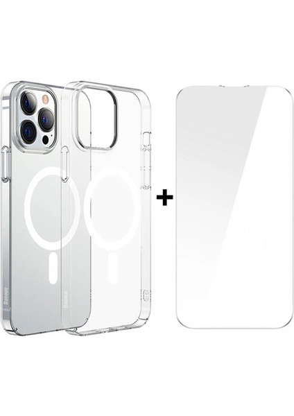 Baseus Crystal iPhone 13 Pro Max 6.7 Magsafe Silikon Kılıf + Tempered Ekran Koruyu - MCT8166-4642