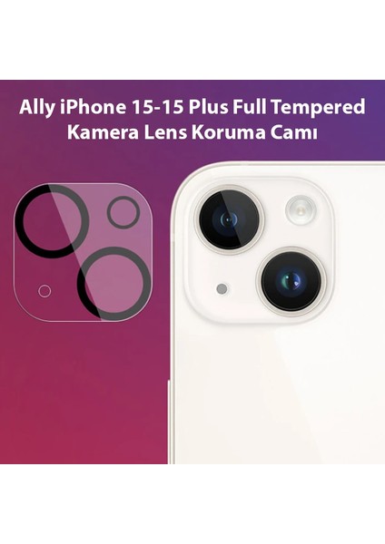 Ally iPhone 15-15 Plus Full Tempered Kamera Lens Koruma CAMI-(5775) - MCT5139-9487