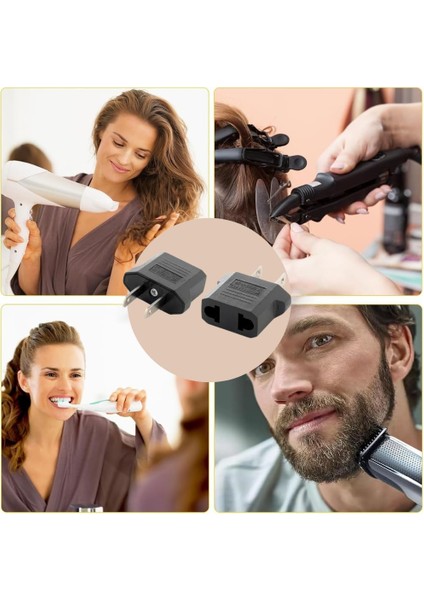 1 Adet Türk Fişi Amerikan Tip Fişe Çevirici Seyahat Adaptörü 2 Pinli Düz Plug Travel Adapter Fiş Priz Dönüştürücü Piriz Siyah
