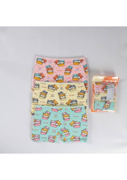 Elmas Karışık Desen 3lü Kız Çocuk Boxer Set B-86