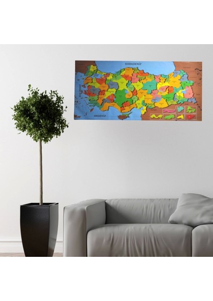 Renkli Türkiye Haritası Manyetik Yapıştırıcı Gerektirmeyen Duvar Stickerı 118 cm * 56 cm (5047) indirimleri