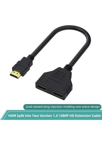 1 In 2 Out HDMI Uyumlu Splitter Kablo 1080 P 2 Çift Bağlantı Noktalı HDMI Uyumlu Kablo Y Splitter Adaptörü Dizüstü Bilgisayar Monitörü Tv Kutusu HDMI Bölücü