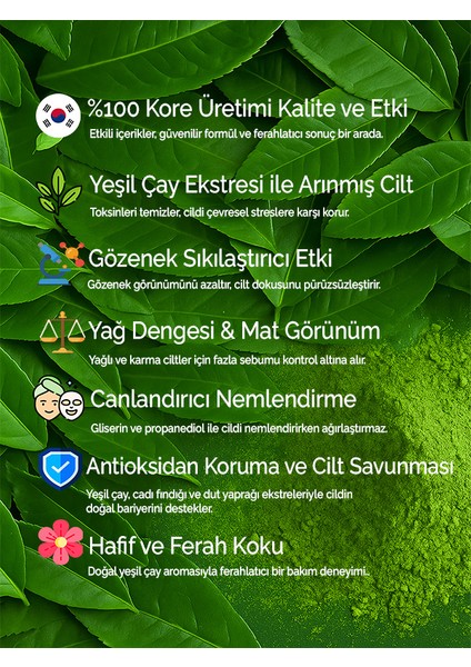 Yeşil Çay Özlü Maske - Yağ Dengeleyici & Arındırıcı Yüz Maskesi modelleri