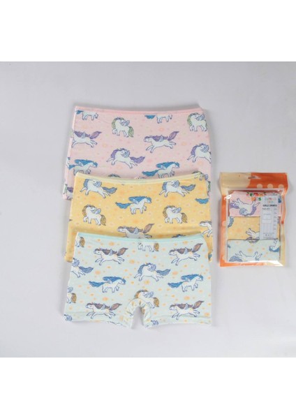 Elmas Karışık Desen 3lü Kız Çocuk Boxer Set B-88
