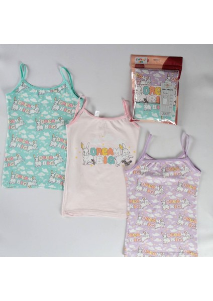 Elmas Karışık Desen 3lü Kız Çocuk Atlet Set A-131