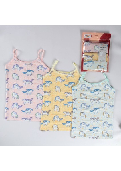 Elmas Karışık Desen 3lü Kız Çocuk Atlet Set A-130