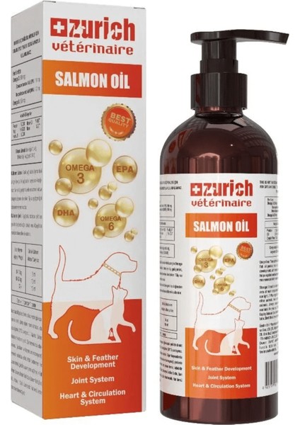 Veterinaire Salmon Oil / Omega 3 ve Omega 6 Sıvı Desteği 200 ml