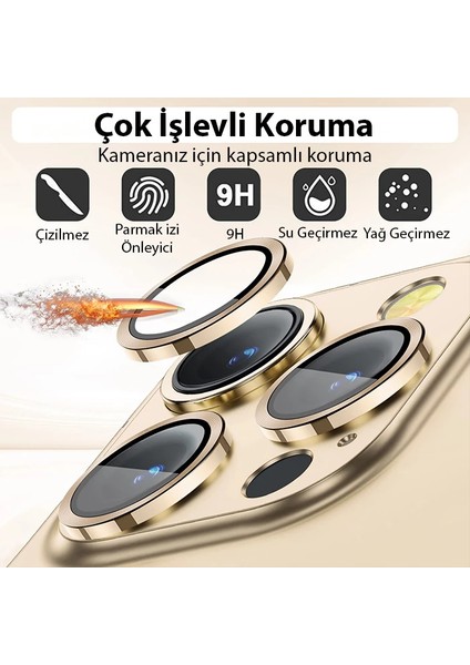 Ally iPhone 14 Pro-14 Pro Max 3D Metal Çerçeveli Kamera Lens KORUYUCU-(5775) - FKU6995-4820 modelleri