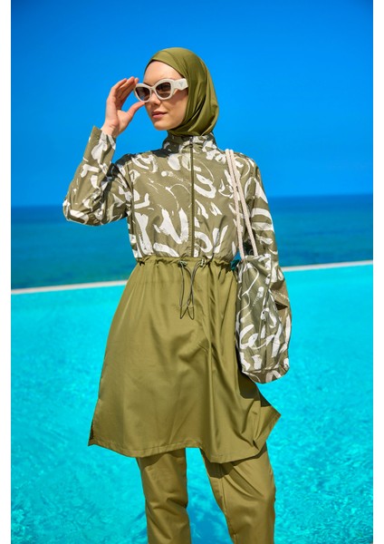 Yeşil Tam Kapalı Tesettür Mayo – Hakim Yaka R2506