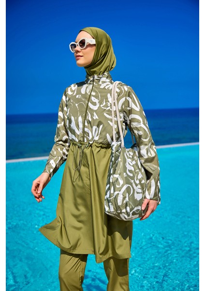 Yeşil Tam Kapalı Tesettür Mayo – Hakim Yaka R2506 modelleri