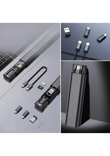 Cep Tipi 60W Bas Aç Type-C,iphone Şarj,micro USB Hızlı Şarj Data Kablo Seti (5047)