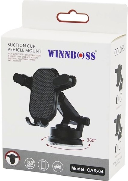 Araç - Oto Telefon Tutucu 360° Kademeli-Uzayan-Kısalan Kol Vantuzlu - Oynar Baş ve Kollar (5047)