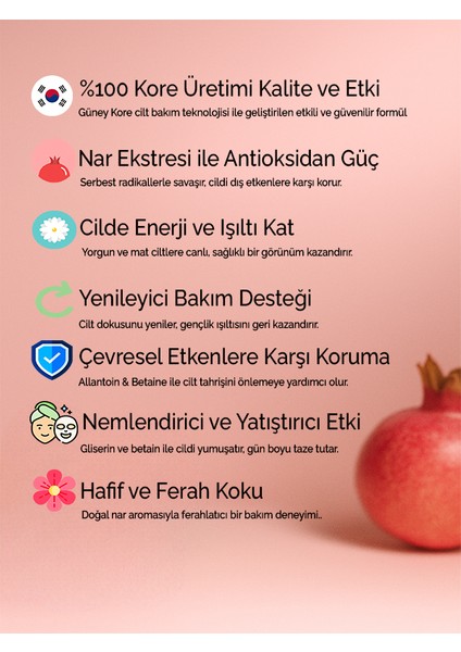 7'li Paket Nar Özlü Kore Yüz Maskesi Antioksidan Etkili, Canlandırıcı Maske modelleri