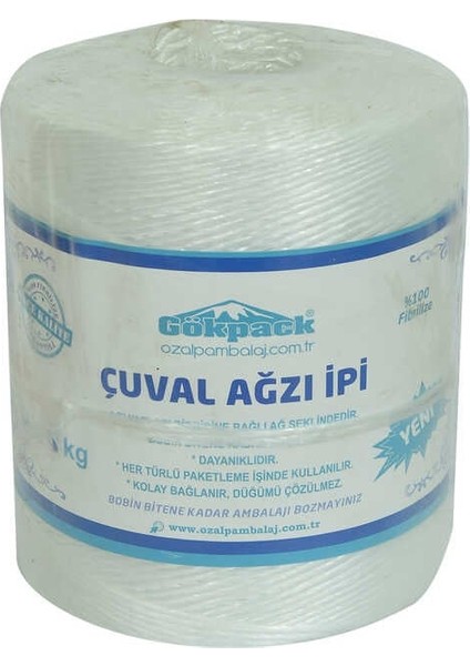 Çuval Ağzı Ipi Yüzde 100 Fibrilizeli Naylon Ip Beyaz 1000 gr Yeni!!!