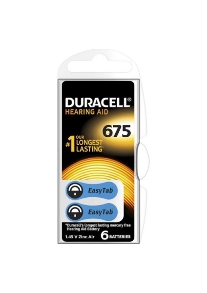Duracell 675 Işitme Cihaz Kulak Pili 6 Parça 1 Kutu (5047)