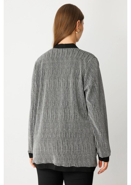 51902 Onteks Hırka Kenarları Sıyah Serıtlı Uzun Hırka fırsatları