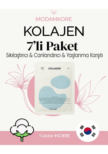7'li Paket Kolajen Kore Yüz Maskesi – Canlandırıcı