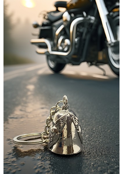 Çelik Motor Şans Çanı Guardian Bell Kanatlı Kalp Model Anahtarlık Koruyucu Motosiklet Luck Bell fırsatları