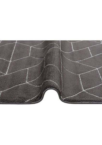 Urban URB 03 Siyah Gri Etnik Desenli Polyester Halı Yumuşak Doku, Toz ve Hav Vermeyen Modern Tasarım