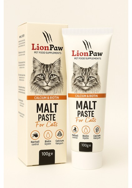 Anti-Hairball Tüy Yumağı Önleyici Malt Macun 100 GR Biotin & Kalsiyum Güçlü İçerik