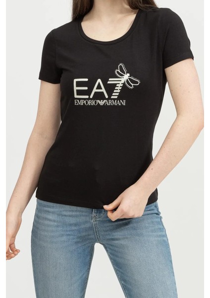 Bisiklet Yaka Kadın T-Shirt-Siyah