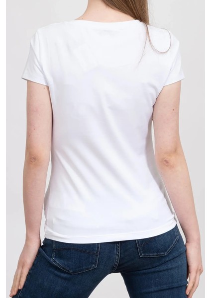 Bisiklet Yaka Kadın T-Shirt-Beyaz fırsatları
