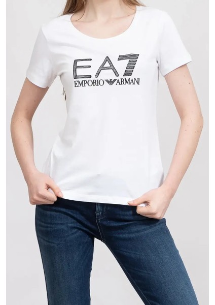 Bisiklet Yaka Kadın T-Shirt-Beyaz