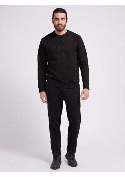 Önde Logolu Erkek Sweatshirt-Siyah