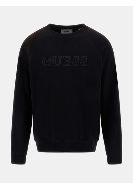Önde Logolu Erkek Sweatshirt-Siyah