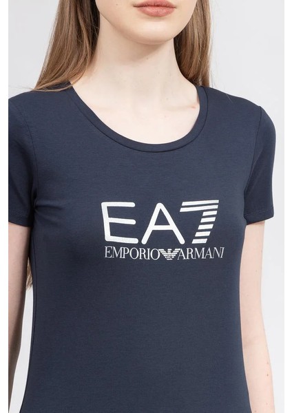 Kadın Bisiklet Yaka T-Shirt Lacivert modelleri