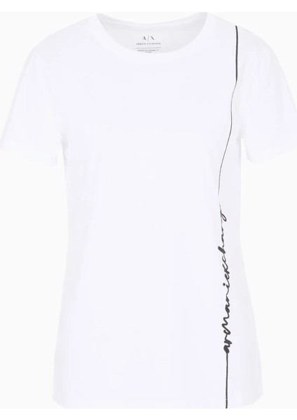 Bisiklet Yaka Kadın T-Shirt-Beyaz