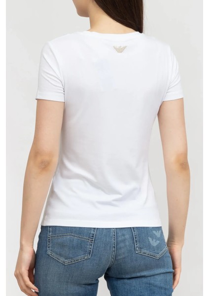 Bisiklet Yaka Kadın T-Shirt-Beyaz fırsatları