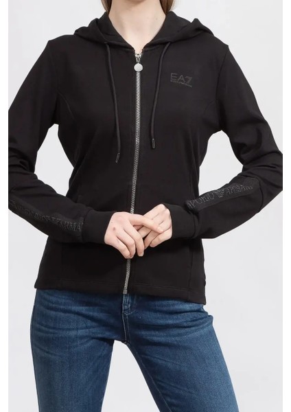 Kadın Fermuarlı Sweatshirt-Siyah