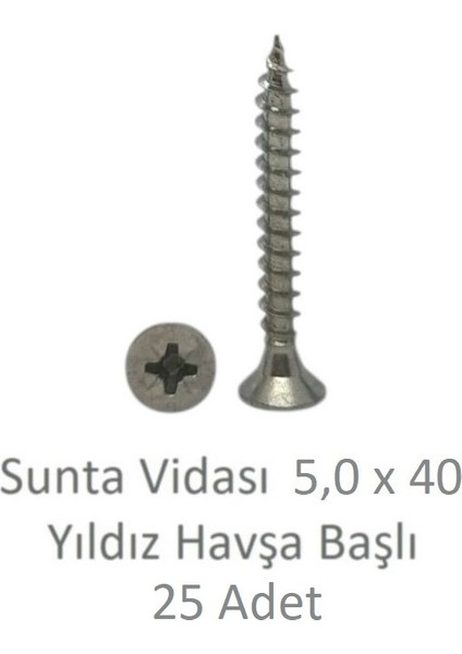 Sunta Vidası 5,0 x 40 mm 25 Adet Yhb Vida