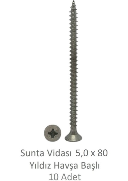 Sunta Vidası 5,0 x 80 mm 10 Adet Yhb Vida