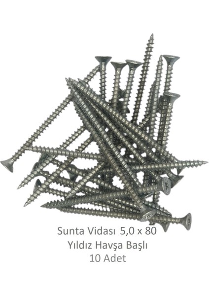 Sunta Vidası 5,0 x 80 mm 10 Adet Yhb Vida