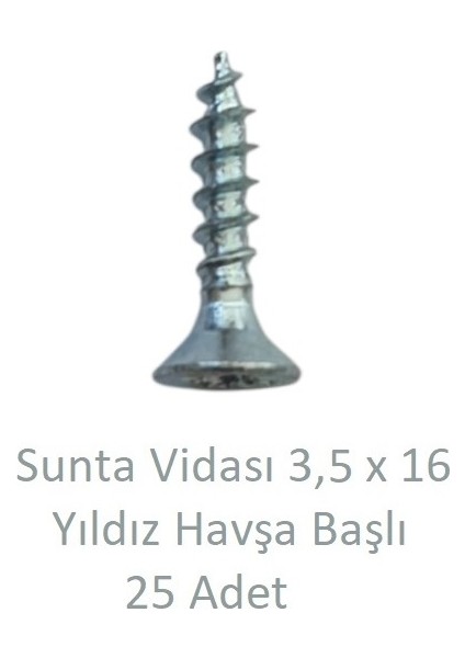Sunta Vidası 3,5 x 16 mm 25 Adet Yhb Vida