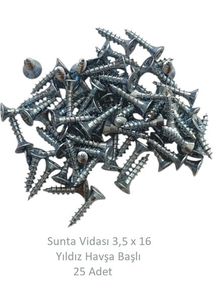Sunta Vidası 3,5 x 16 mm 25 Adet Yhb Vida