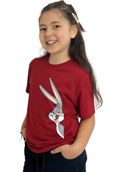 Bugs Bunny Baskılı Kız Çocuk Tişört | %100 Pamuk, Şık ve Rahat