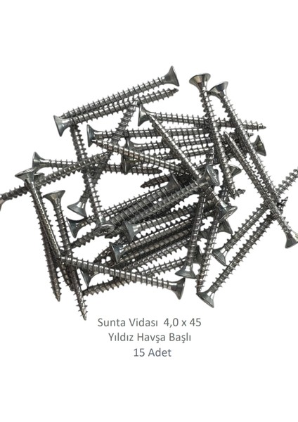 Sunta Vidası 4,0 x 45 mm 15 Adet Yhb Vida