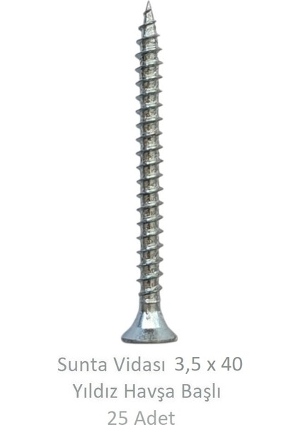 Sunta Vidası 3,5 x 40 mm 25 Adet Yhb Vida
