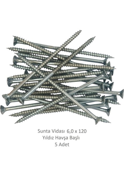 Sunta Vidası 6,0 x 120 mm 5 Adet Yhb Vida