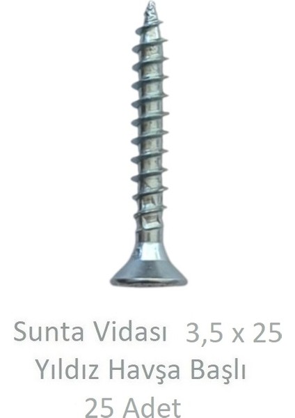Sunta Vidası 3,5 x 25 mm 25 Adet Yhb Vida
