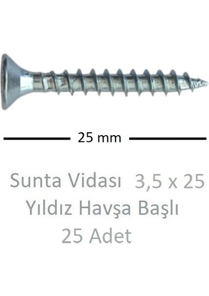 Sunta Vidası 3,5 x 25 mm 25 Adet Yhb Vida