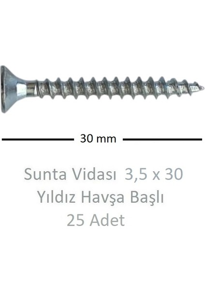 Sunta Vidası 3,5 x 30 mm 25 Adet Yhb Vida