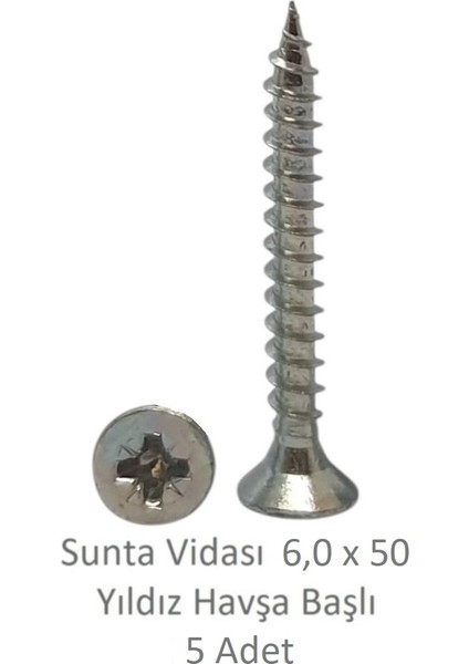Sunta Vidası 6,0 x 50 mm 5 Adet Yhb Vida