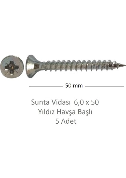 Sunta Vidası 6,0 x 50 mm 5 Adet Yhb Vida modelleri