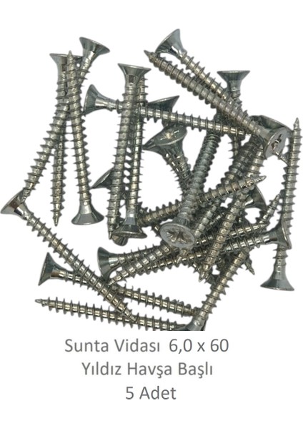 Sunta Vidası 6,0 x 60 mm 5 Adet Yhb Vida